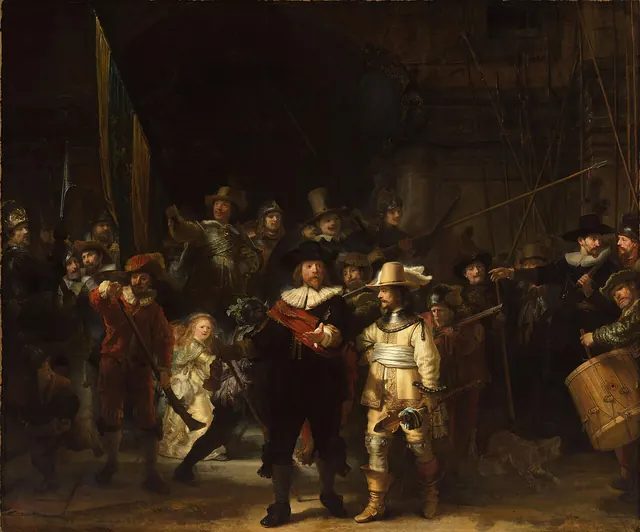 林布蘭 1642 年的〈夜巡〉,畫的是阿姆斯特丹的民兵隊,畫面右側有一名打鼓的鼓手;同一個年代,VOC 的鼓手正在大員的城堡裡替駐軍打點名與行進的鼓點