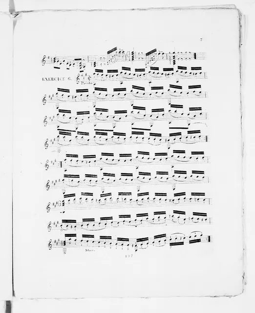 扎尼·德·費蘭蒂在巴黎出版的吉他練習曲集（作品 50）其中一頁，法國國家圖書館典藏的十九世紀樂譜。