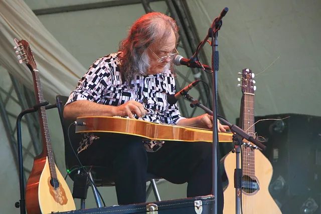 2013 年大衛·林德利（David Lindley）在德國魯道爾施塔特音樂節彈奏 Weissenborn