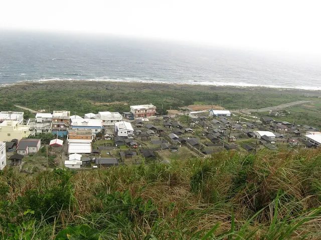 從山坡上望向野銀部落,右側是傳統形式的家屋,左側是現代房舍,傳統歌唱也在新舊交替中尋找傳承的方法