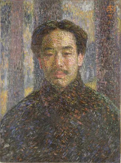 李叔同 1911 年 3 月畫的自畫像油畫,東京藝術大學大學美術館藏;這是他在東京留學期間的作品,比他辦《音樂小雜誌》晚約五年。