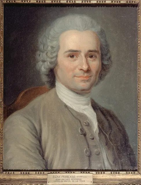 拉圖爾(Maurice Quentin de La Tour)畫的盧梭肖像,巴黎卡納瓦雷博物館藏;盧梭 1741 年帶著數字記譜方案來到巴黎。