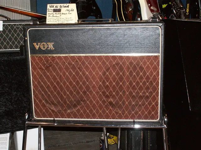 一台 1961～62 年的 Vox AC30 Twin 音箱；Celestion 說，T530 藍色 Alnico 喇叭當年就是為 AC15 和 AC30 這類音箱設計的